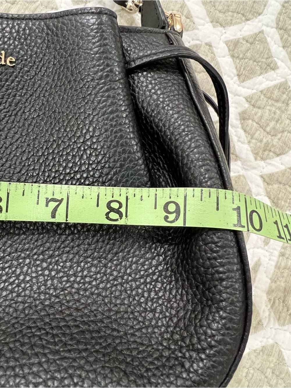 kate spade Black Pebbled Leather Hobo Shoulder Bag with Gold Logo - Picture 9 of 11
